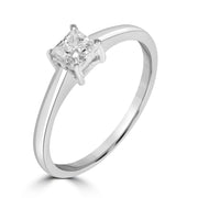 Side View of Silver Square Stone Ring - High Polished Promise Ring